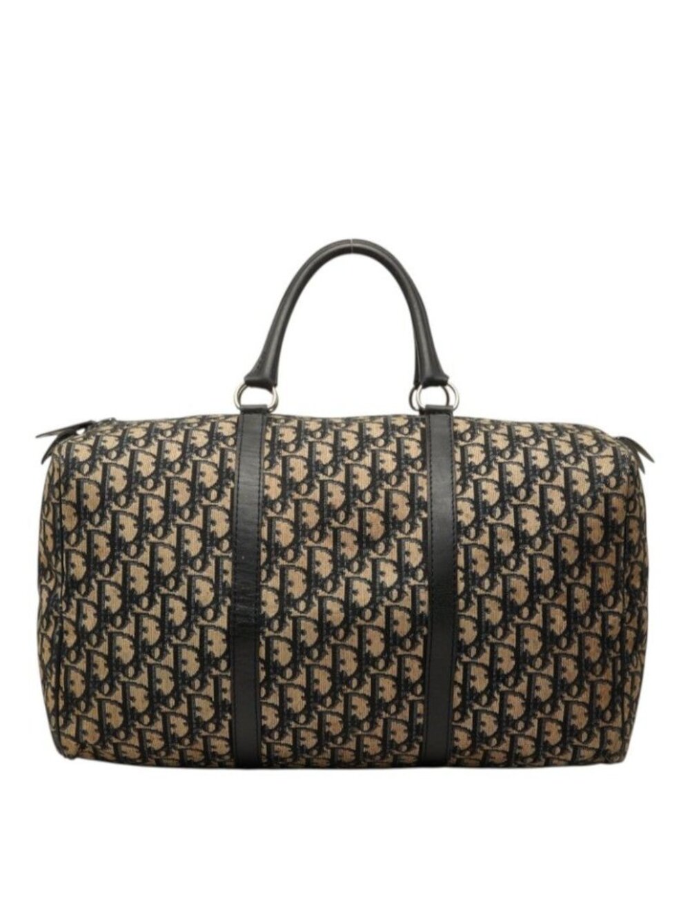 Dior Trotter Boston Bag Beige Navy Canvas Leather